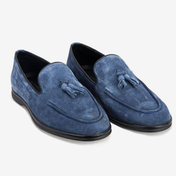 کفش راحتی مردانه چرم مشهد مدل j6222 رنگ سرمه ای