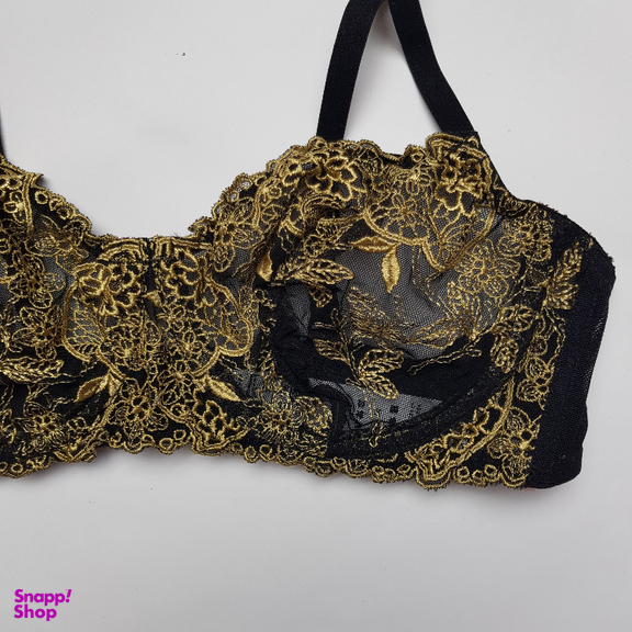 ست شورت و سوتین زنانه برتا مدل توری کد 2420BBG رنگ مشکی