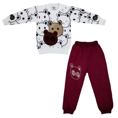 ست سویشرت و شلوار راحتی پسرانه چیندکا مدل خرسی کد 1013