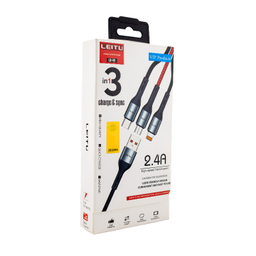 کابل تبدیل USB به Lightning/Type-C/MicroUSB لیتو مدل LD-49 طول 1 متر