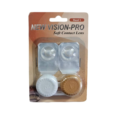 لنز چشم پرو نیو ویژن رنگ عسلی روشن بدون دور شماره 15 به همراه جای لنز