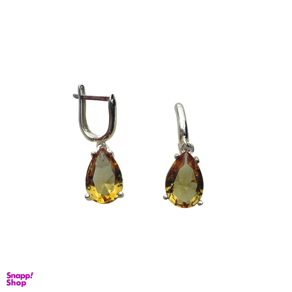 گوشواره نقره 925 عیار زنانه طرح اشک زرد کد EAR 001215