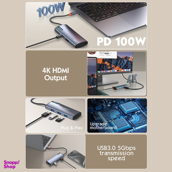 هاب 5 پورت USB-C الدینیو مدل DS-15H