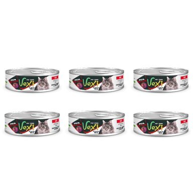 غذای کنسرو گربه وکسی مدل چانک مرغ و میگو وزن 90 گرم مجموعه 6 عددی