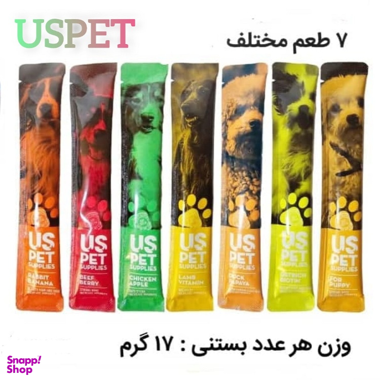بستنی سگ یو اس پت مدل طعم های مختلف وزن 17 گرم مجموعه 7 عددی