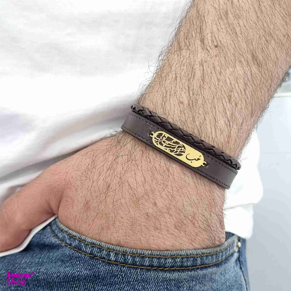 دستبند طلا 18 عیار مردانه لیردا مدل شعر حب مرا هزار امید است و هر هزار تویی p6780