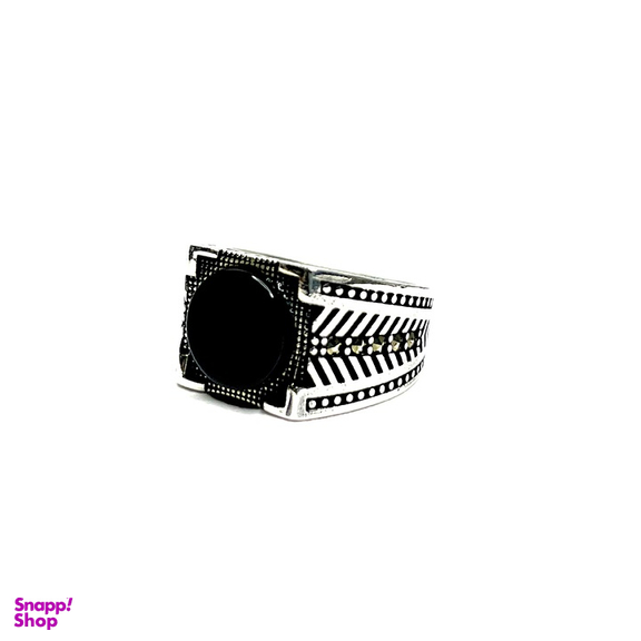 انگشتر مردانه نقره سنگ انیکس طرح کاج کد 002