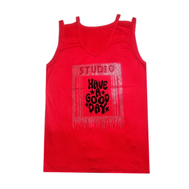 تاپ زنانه مدل نگین دار کد H78 رنگ قرمز