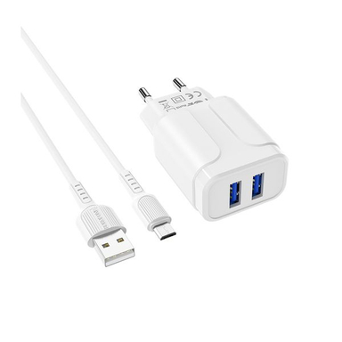 شارژر دیواری بروفون مدل BA37A به همراه کابل تبدیل MicroUSB