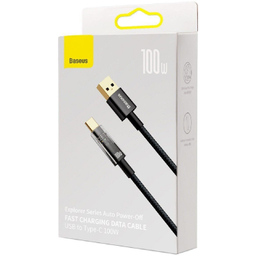 کابل دیتا 100 وات USB به Type-C بیسوس مدل Explorer Series Auto Power-Off طول 1 متر