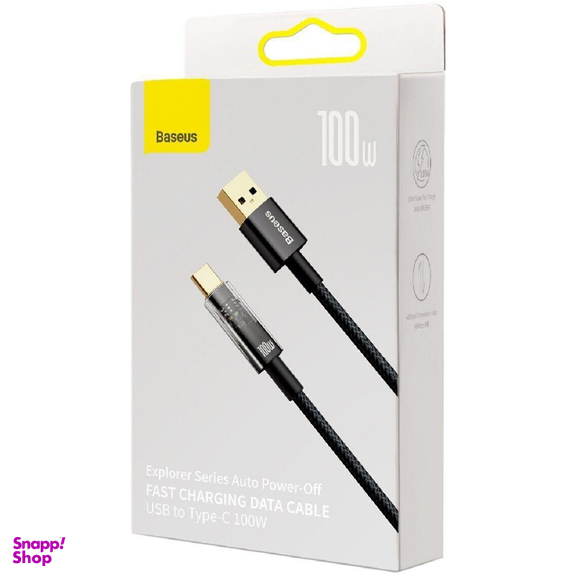 کابل دیتا 100 وات USB به Type-C بیسوس مدل Explorer Series Auto Power-Off طول 1 متر