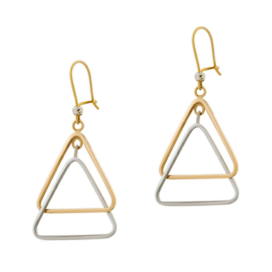 گوشواره طلا 18 عیار زنانه داریم مدل دو رنگ طرح مثلث