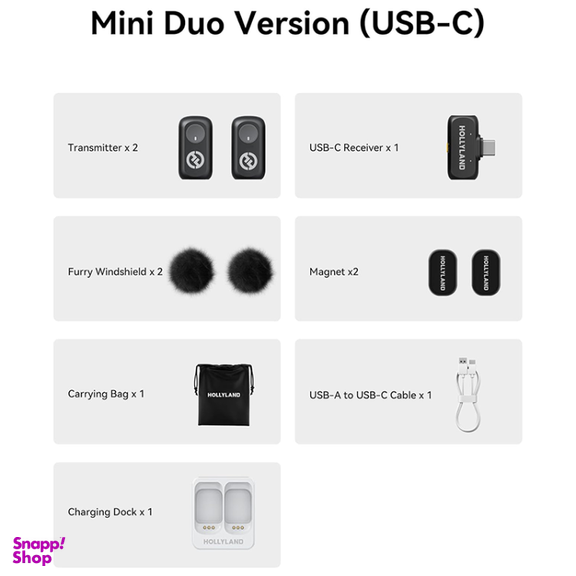 میکروفون بی‌ سیم دو کاربر هالی لند مدل Hollyland LARK A1 Mini Duo USB-C