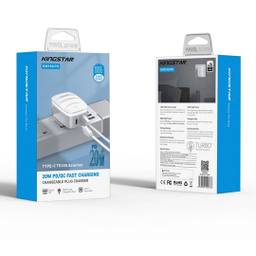 شارژر دیواری 20 وات کینگ استار مدل KW193i PD به همراه کابل لایتنینگ به USB-C