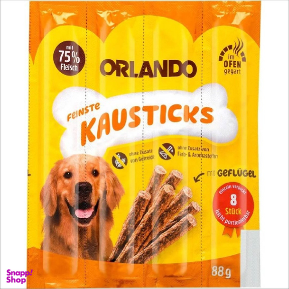 تشویقی مدادی سگ اورلاندو با طعم مرغ مدل Orlando Stick Poultry بسته 8 عددی