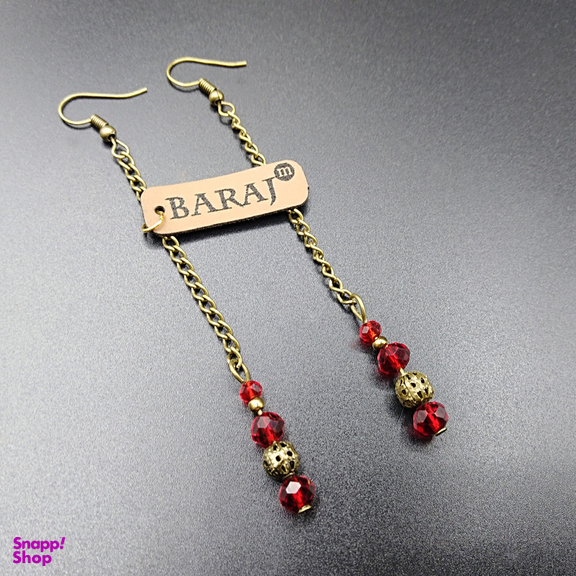 گوشواره زنانه باراج من مدل آویز زنجیر دار کریستالی کد GS-02