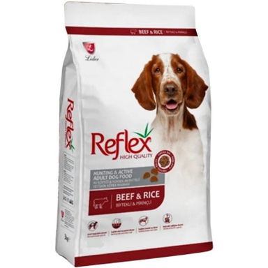 غذای خشک سگ بالغ رفلکس مدل Reflex Hunting & Active طعم گوشت و برنج وزن 15 کیلوگرم