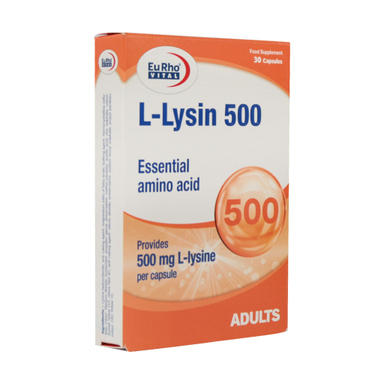 کپسول یورو ویتال مدل ال-لیزین 500 میلی گرم بسته 30 عددی