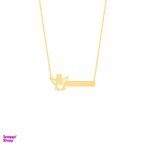 گردنبند طلا 18 عیار زنانه پرسته مدل پلیت افقی و فرشته