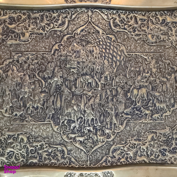 سینی قلمزنی برنجی طرح کاروان پادشاه کد T-1002