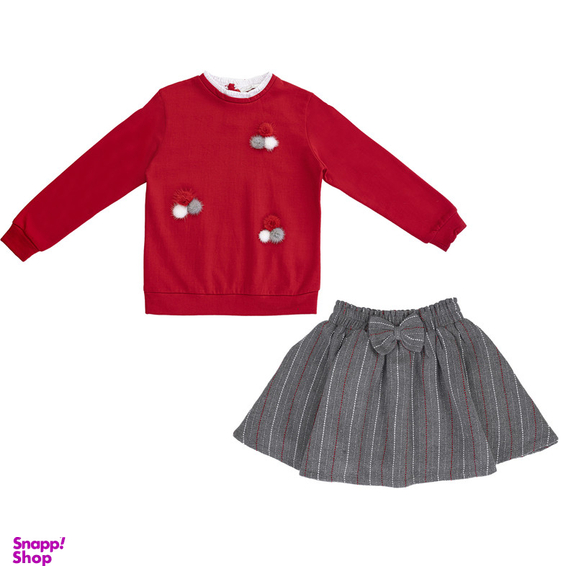 ست سویشرت و دامن دخترانه فیورلا مدل پوم پوم کد 34515