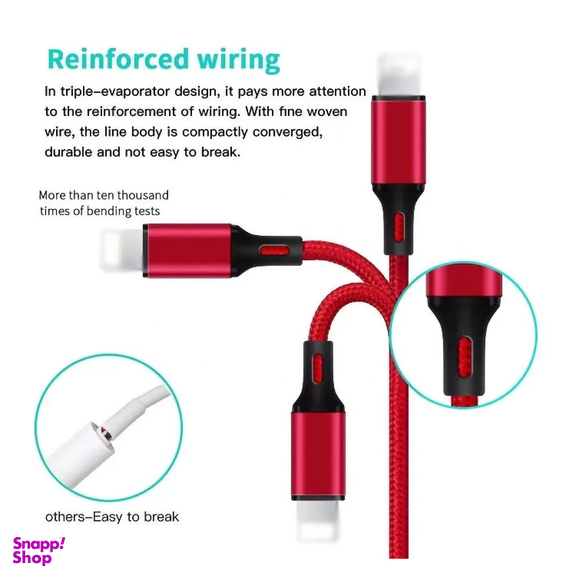 کابل تبدیل USB به Lightning/Type-C/MicroUSB لیتو مدل LD-49 طول 1 متر