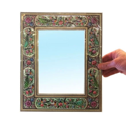 قاب آینه خاتم لوح هنر طرح گل و پرنده برجسته کد 1080