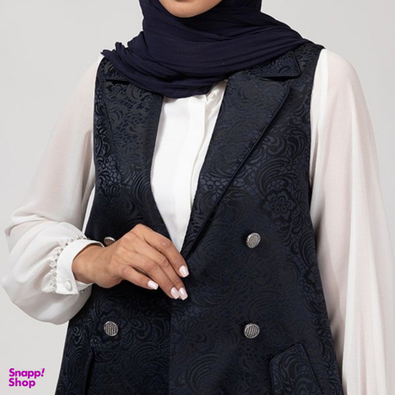 جلیقه رسمی زنانه برنس کد 70104 طرح دار رنگ سرمه ای