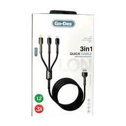 کابل تبدیل USB به microUSB/USB-C/ لایتنینگ گو-دس مدل GD-UC511 طول 1.2 متر