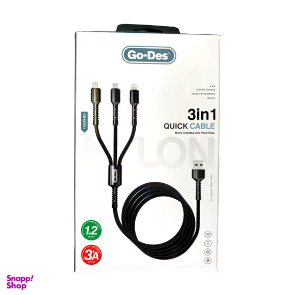کابل تبدیل USB به microUSB/USB-C/ لایتنینگ گو-دس مدل GD-UC511 طول 1.2 متر