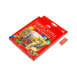 مداد رنگی 48 رنگ فابرکاستل مدل Classic به همراه پاک کن رنگ قرمز