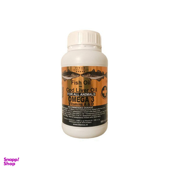 روغن ماهی درمان ریزش مو سگ و گربه تیتان مدل امگا 3 حجم 500 میلی لیتر
