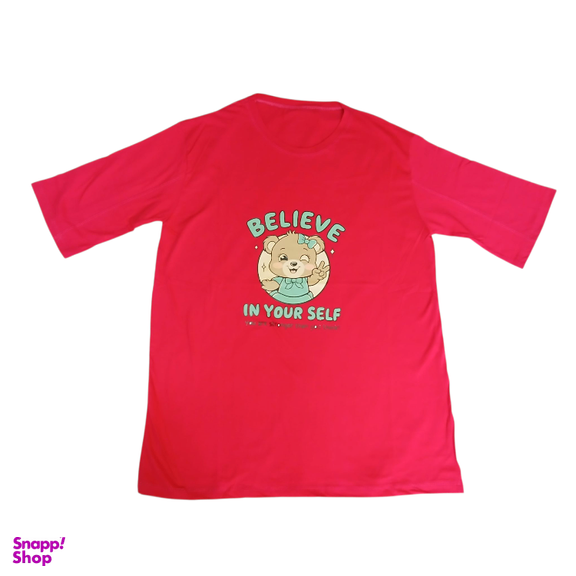 تیشرت زنانه طرح خرس کد 778 رنگ قرمز