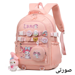 کوله پشتی مدرسه مدل کرومی پیکسل دار کد 20271 به همراه آویز