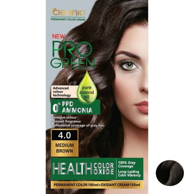کیت رنگ مو کلینیک کیندی مدل Pro Green شماره N4.0 رنگ قهوه ای متوسط