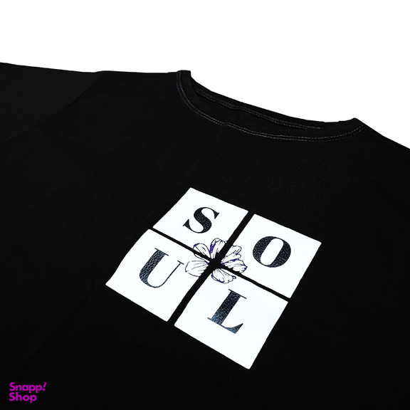کراپ تیشرت زنانه طرح Soul مدل TKSOUM رنگ مشکی