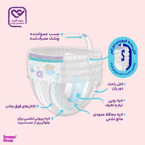 پوشک شورتی کانال دار مای بیبی سایز 6 بسته ۲۲ عددی