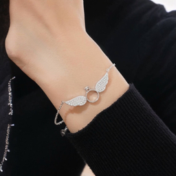 دستبند نقره زنانه مدل بال و حلقه کد 333