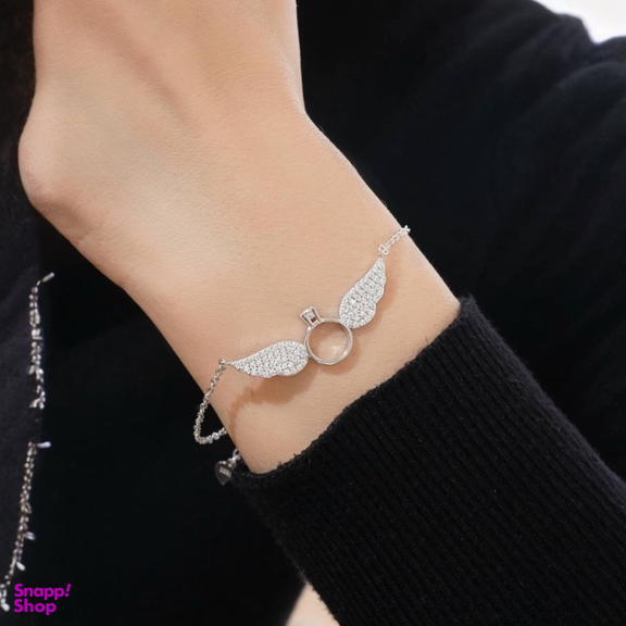 دستبند نقره زنانه مدل بال و حلقه کد 333