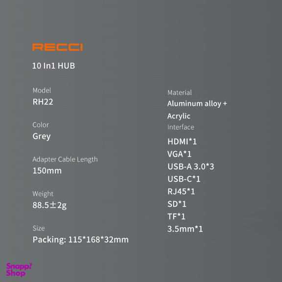 هاب 10 پورت Type-C رسی مدل RH22