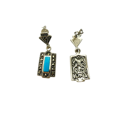 گوشواره نقره 925 عیار زنانه طرح نگین آبی کد EAR 001213
