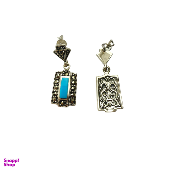 گوشواره نقره 925 عیار زنانه طرح نگین آبی کد EAR 001213