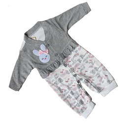 ست سرهمی و کلاه نوزادی مدل zoo رنگ طوسی