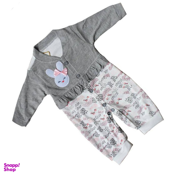 ست سرهمی و کلاه نوزادی مدل zoo رنگ طوسی