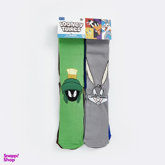 جوراب ساق بلند مردانه ال سی وایکیکی مدل LOONY TUNES مجموعه 5 عددی