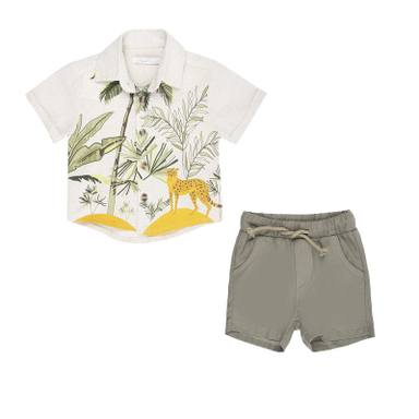 ست پیراهن و شلوارک پسرانه فیورلا مدل دنیای ببر کد 25050