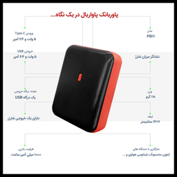 پاوربانک پاواریال مدل PB19 ظرفیت 10000 میلی آمپر ساعت