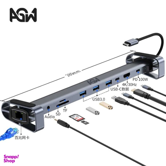 USB هاب 10 پورت Type-C ای جی دبلیو مدل BYL-2212