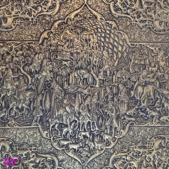 سینی قلمزنی برنجی طرح کاروان پادشاه کد T-1002