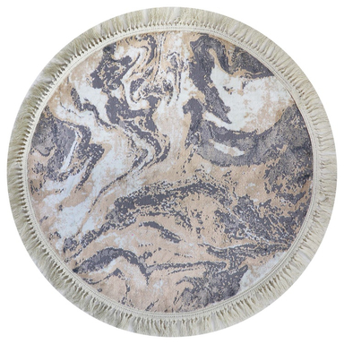 فرش گرد طرح کویر رنگ زمینه کرم